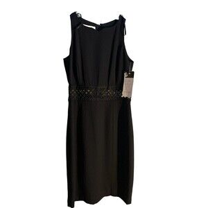 Maggy London sheath Black dress Sheer insert above waist Size 4